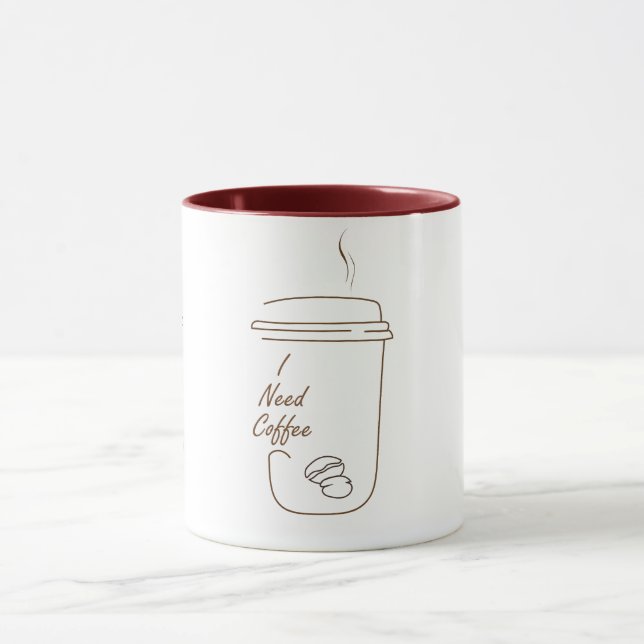 I Need Coffee Cute Doodle Mug (Center)