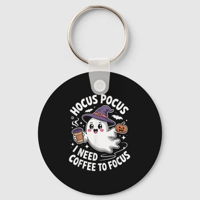 I Need Coffee To Focus Halloween  Key Ring (Front)