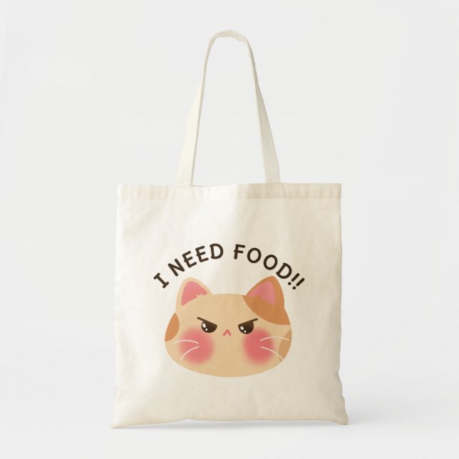 I need food! cute angry cat  tote bag (Front)