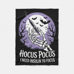 I Need Insulin To Focus Halloween Funny Design  Fleece Blanket