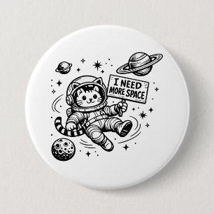 I Need More Space Funny Cat Astronaut 7.5 Cm Round Badge