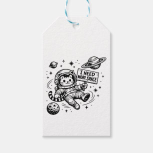 I Need More Space Funny Cat Astronaut Gift Tags