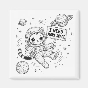 I Need More Space Funny Cat Astronaut Magnet