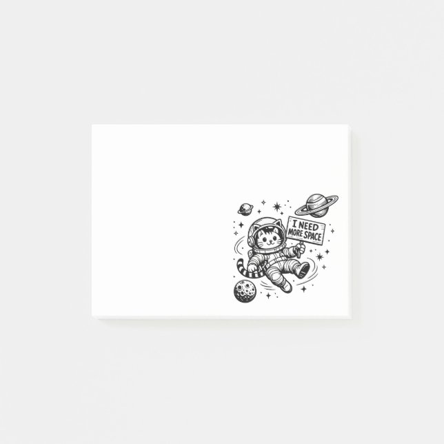 I Need More Space Funny Cat Astronaut Post-it Notes (Front)