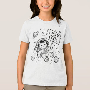 I Need More Space Funny Cat Astronaut Tri-Blend Shirt