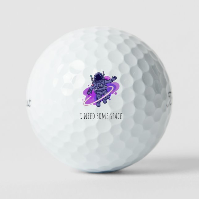 'I Need Some Space' Funny Playful Astronaut Gift Golf Balls (Front)