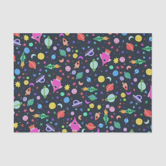 I Need Some Space UFO Rocket Planet Pattern Gift Tissue Paper (Front)