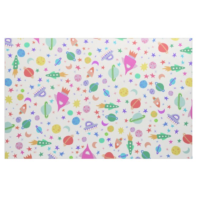 I Need Some Space Universe UFO Pattern Fabric (Fat Quarter)