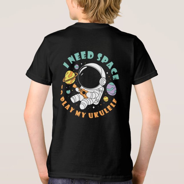I Need Space to Play My Ukulele Astronaut Player Tri-Blend Shirt (Back)