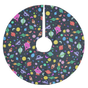 I Need Space UFO Rocket Saturn Pattern Brushed Polyester Tree Skirt