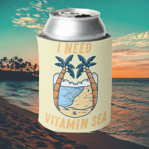 I Need Vitamin Sea Beach Lover Ocean Quote Can Cooler