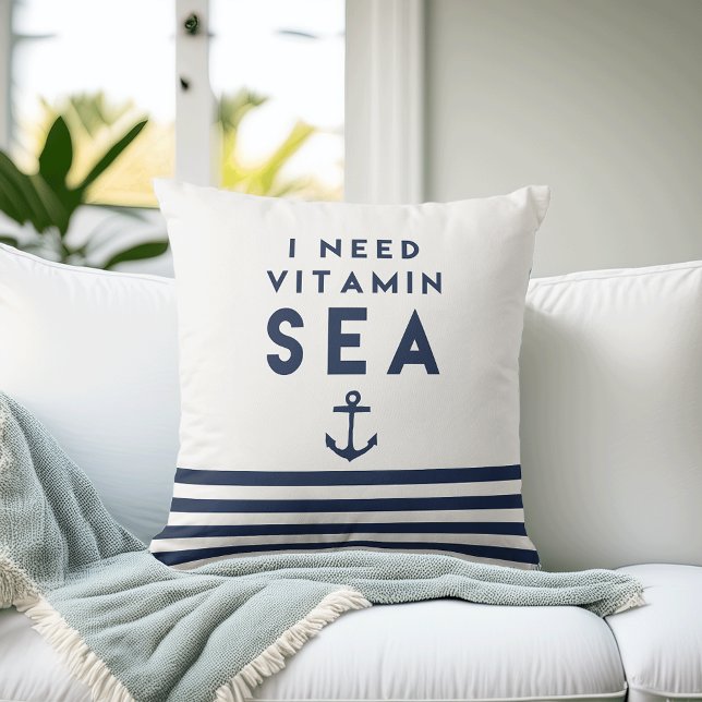 I Need Vitamin Sea Navy Anchor Quote Cushion (Creator Uploaded)