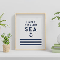 I Need Vitamin Sea Navy Anchor Quote