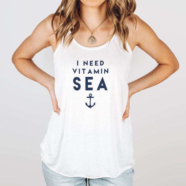 I Need Vitamin Sea Navy and White Nautical Singlet (Creator Uploaded)