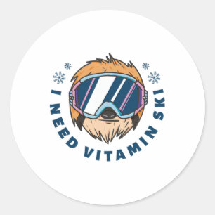 I Need Vitamin Ski - Skiing  Classic Round Sticker