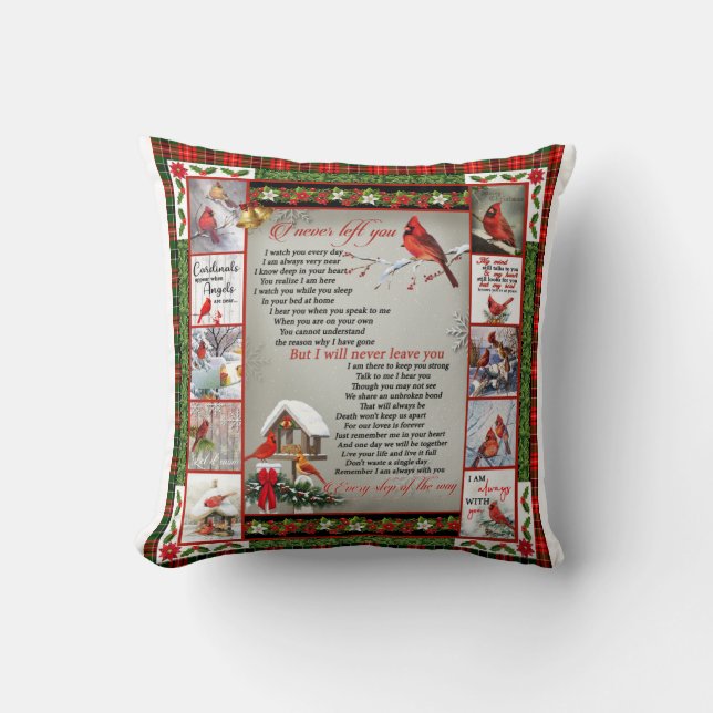 I Never Left You, Christmas Cardinal Quilt Blanket Cushion (Front)