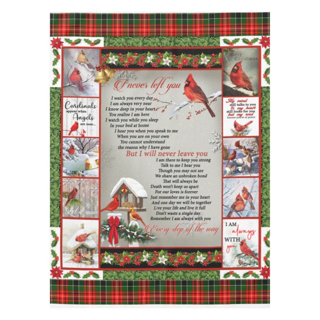 I Never Left You, Christmas Cardinal Quilt Blanket Tablecloth (Front)