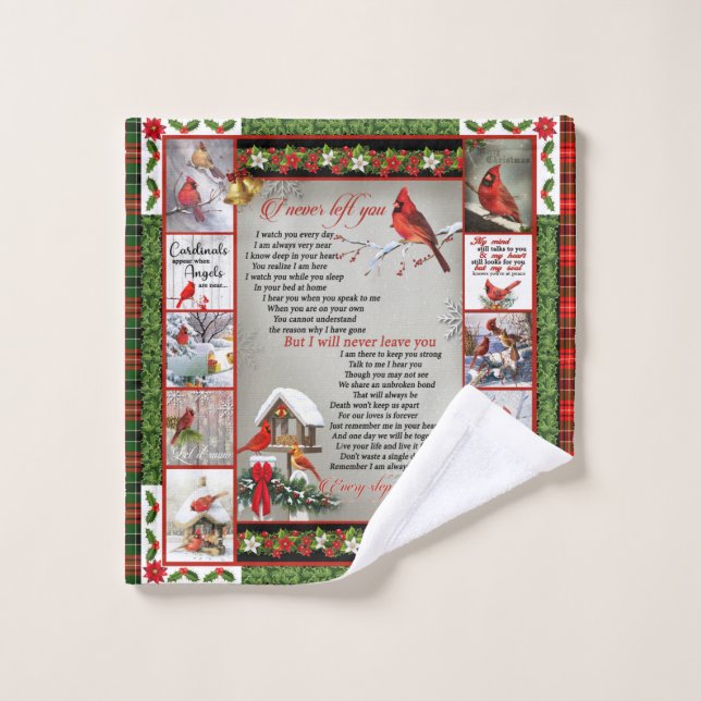 I Never Left You, Christmas Cardinal Quilt Blanket Wash Cloth (Wash Cloth)