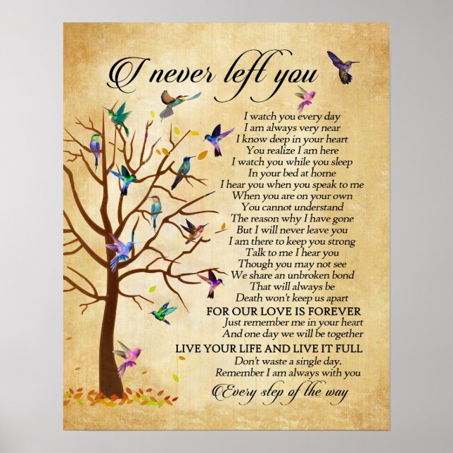 I Never Left You Hummingbird Memorial Poster (Front)