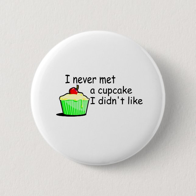 I Never Met A Cupcake I Didn't Like 6 Cm Round Badge (Front)