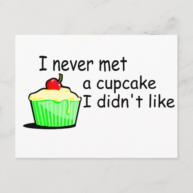 I Never Met A Cupcake I Didn't Like Postcard (Front)