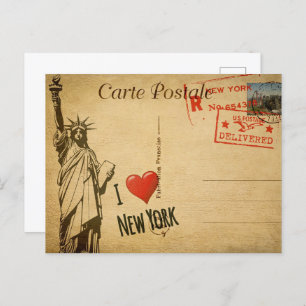 I ❤️ New York Vintage Statue of Liberty Postcard