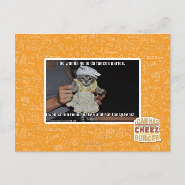 I no wanna go to da fancee partee postcard (Front)
