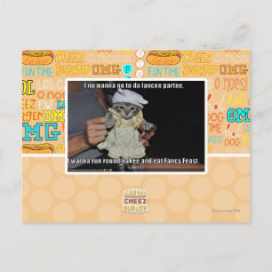 I no wanna go to da fancee partee postcard