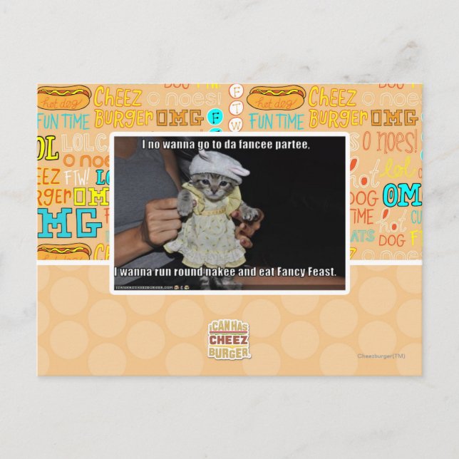 I no wanna go to da fancee partee postcard (Front)