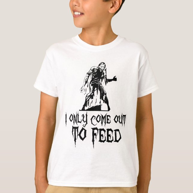 I Only Come Out To Feed Retro Zombie T-Shirt (Front)