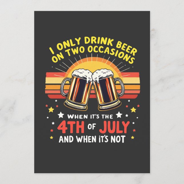 I Only Drink in Two Occasions Funny 4th of July  Programme (Front)