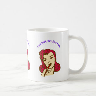 I Overthink, Therefore I Am – Retro Pop Girl Illus Coffee Mug