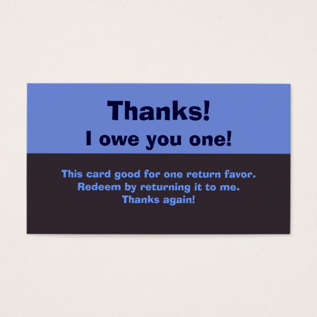 I Owe You A Favour (Front)