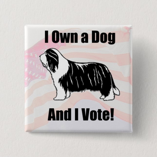 i Own a Beardie Square Button (Front)