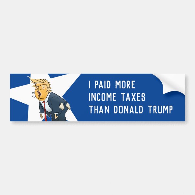 I Paid More Income Taxes Than Donald Trump Cartoon Bumper Sticker (Front)