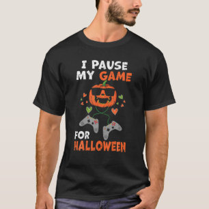 I Paused My Game For Halloween Costume Pumpkin Gam T-Shirt