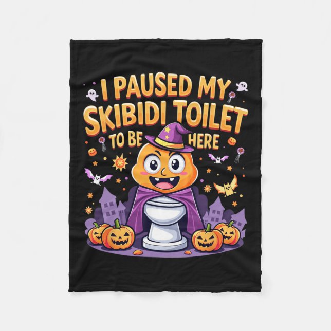I Paused My Skibidi Toilet To Be Here Funny Hallow Fleece Blanket (Front)