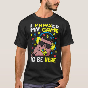 I Pawsed My Game To Be Here Funny Gamer Cat  Pun T-Shirt