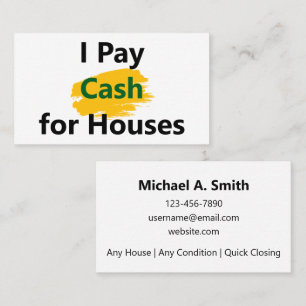 I Pay Cash for Houses Business Card
