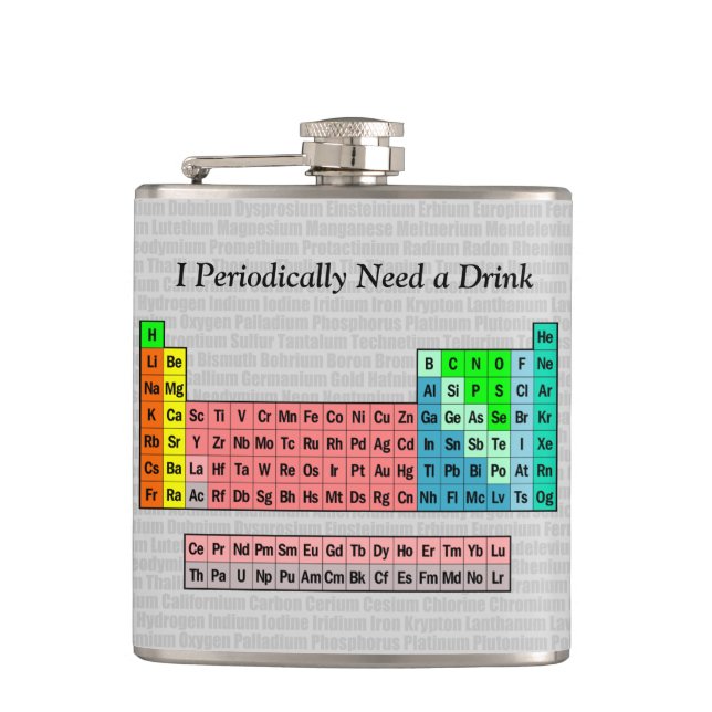 I Periodically Need a Drink- 2016 Periodic Table Hip Flask (Front)