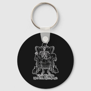 I Pet Cats I Hate People Skeleton Cat Lover Hallow Key Ring