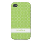 i Phone 4 Custom Name Lime White Circles Pattern