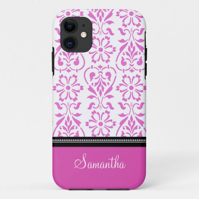 i Phone 5 Pink Damask Custom Name Case-Mate iPhone Case (Back)