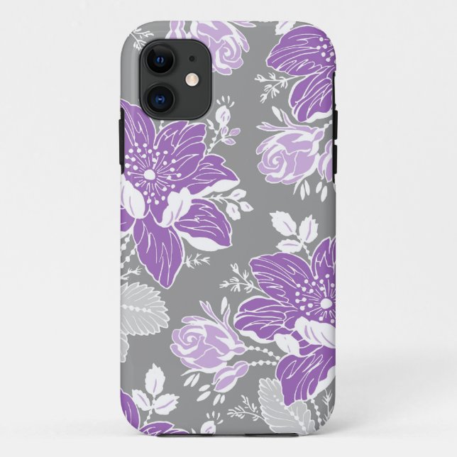 i Phone 5 Purple Grey Floral Pattern Case-Mate iPhone Case (Back)