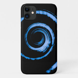 I Phone blue spiral on black case