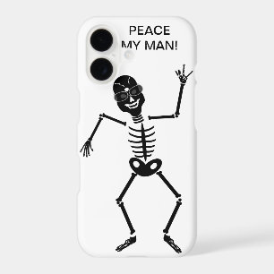 I-Phone Case, Skeleton Holding up Peace Symbol
