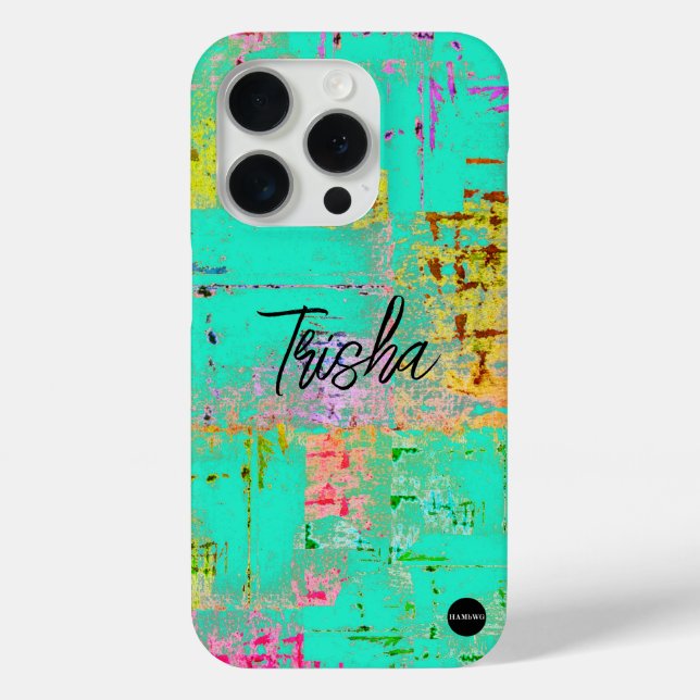 I Phone Case Turquoise Mix Distressed HAMbyWG (Back)