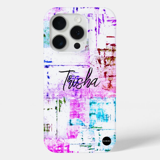 I Phone Case White Mix Distressed HAMbyWG (Back)