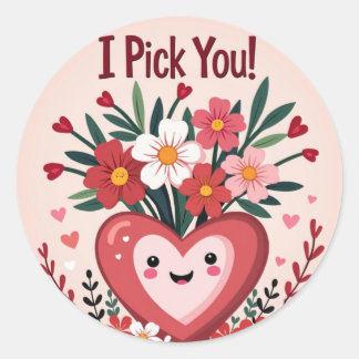 "I Pick You!" Bouquet of Love  Classic Round Sticker
