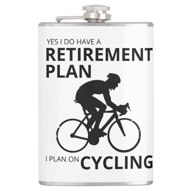 I plan on cycling when i retire hip flask (Front)